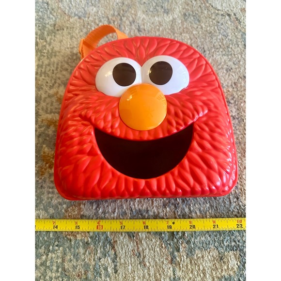 Sesame Street Elmo Face Backpack Lunch Box Bag Kids Orange Strap - Picture 3 of 6